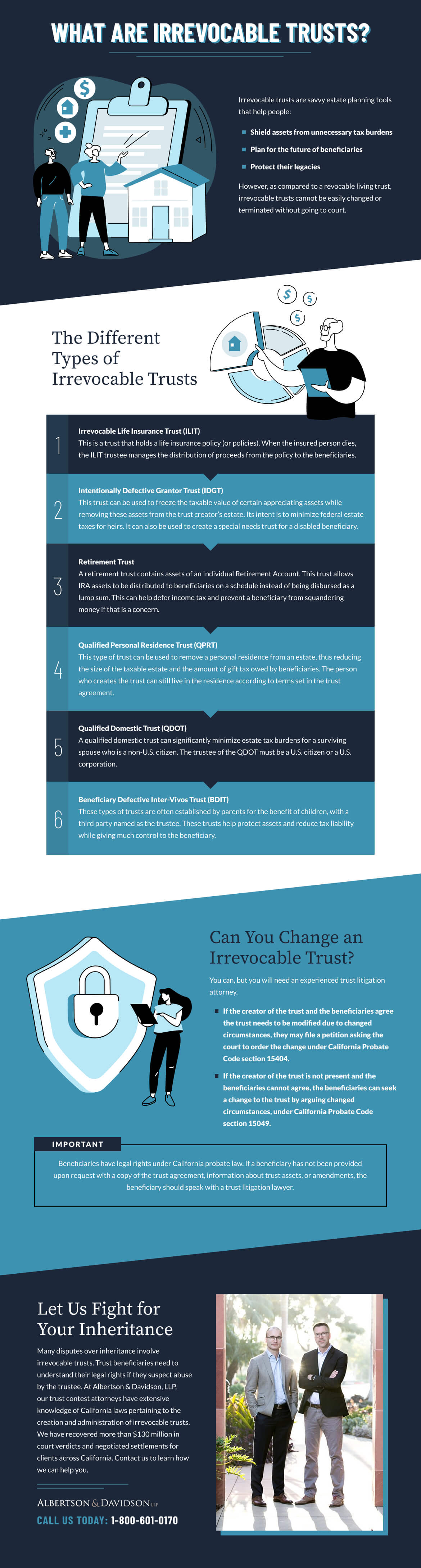 Infographic on Types of Irrevocable Trusts - By Albertson & Davidson, LLP